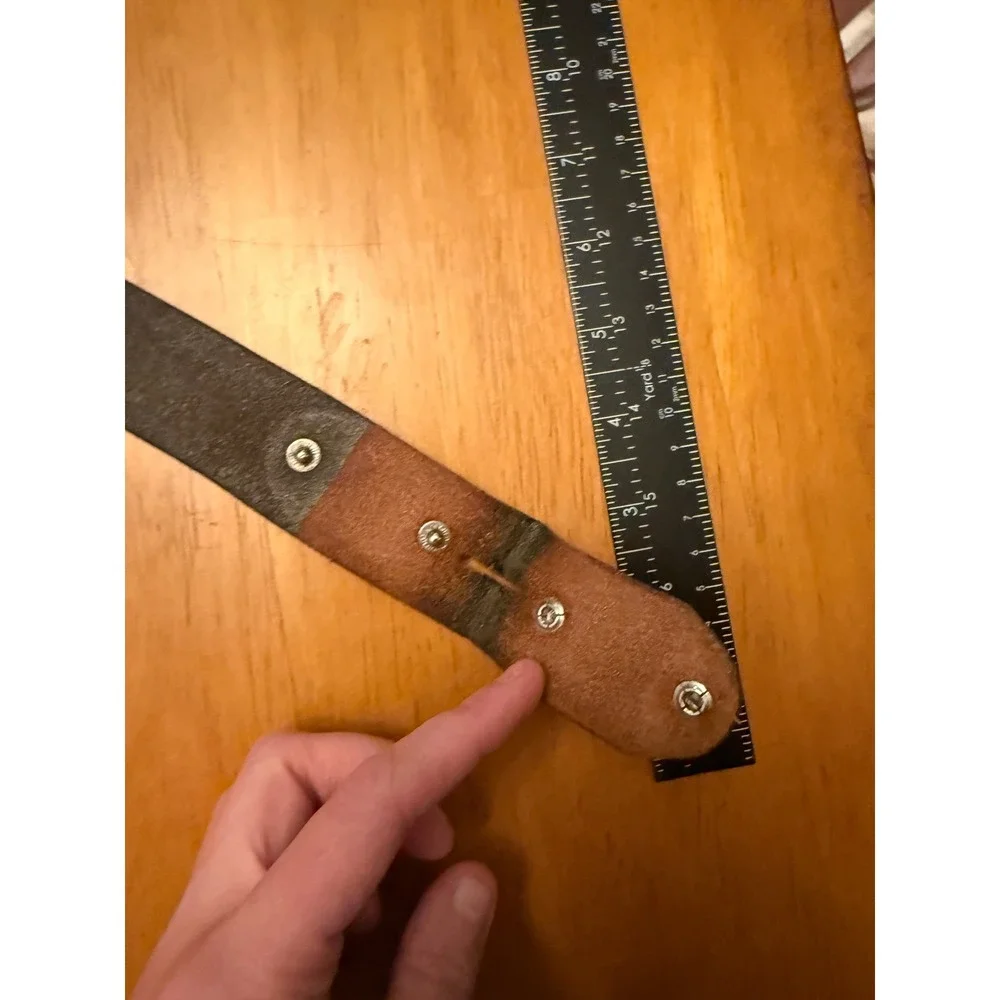 Justin Mens Brown Top Grain Leather Belt Strap Snap On No Buckle 36 232BR USA